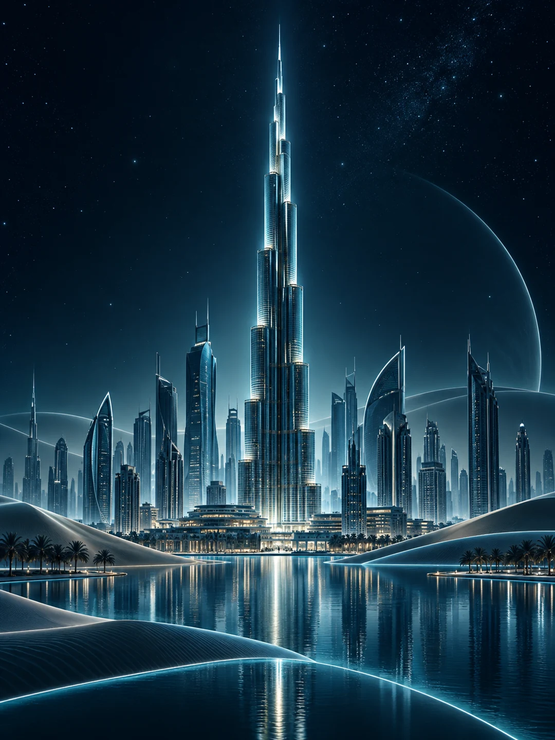 Abstract architectural illustration inspired by Dubai